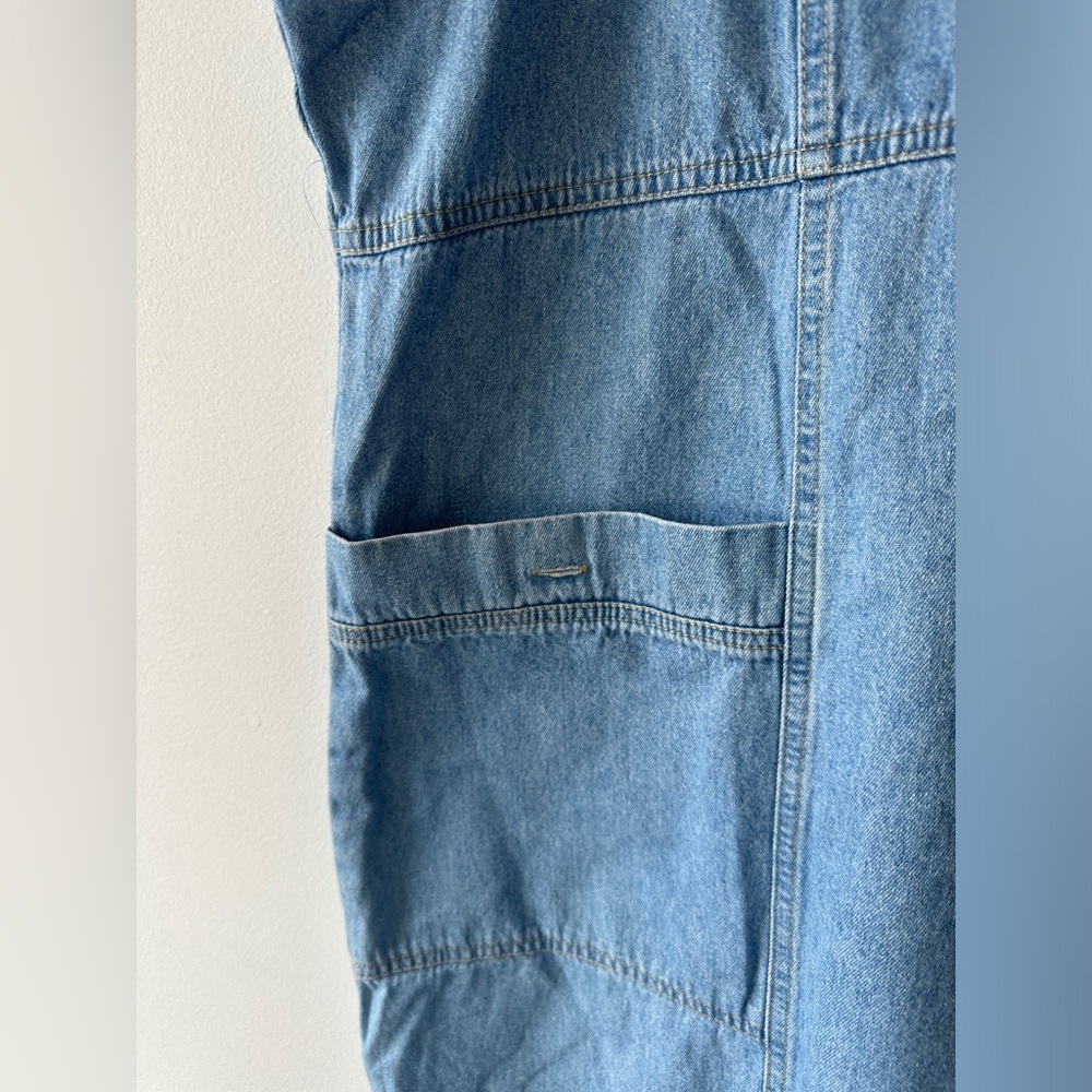 Vintage Cherokee Denim Jumper Dress-Light Wash Denim-Adjustable Straps- Size 18w - Picture 9 of 14